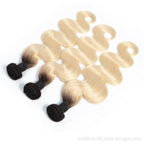 1b 613 brazilian bundle closure human hair lace frontal raw virgin hair weave body wave straight hair russian blonde
